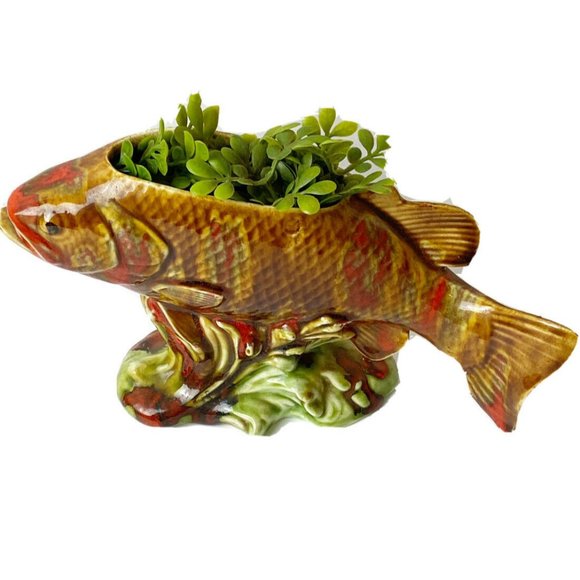 Accents | Vintage 1969 Hand Painted Ceramic Fish Planter Mcm | Poshmark